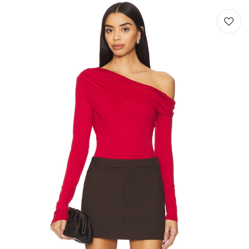 AFRM Poppy Red One-Shoulder Top